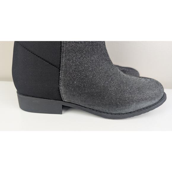 Stuart Weitzman 5050 Shimmer Riding Boots Black Metallic 4 US - Picture 4 of 13